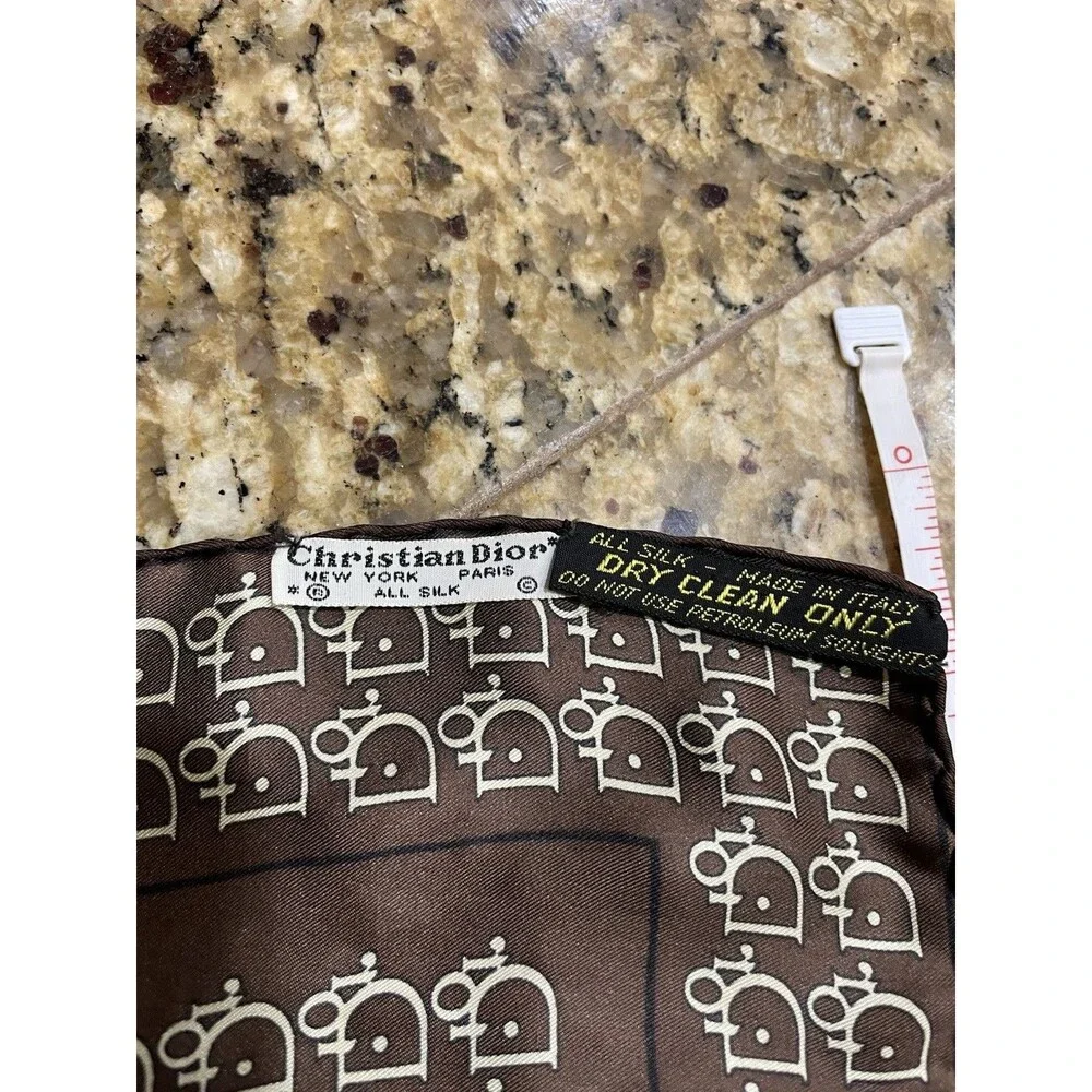 Vintage Christian Dior Silk Neck Scarf - Chocolate Brown 18in X18in